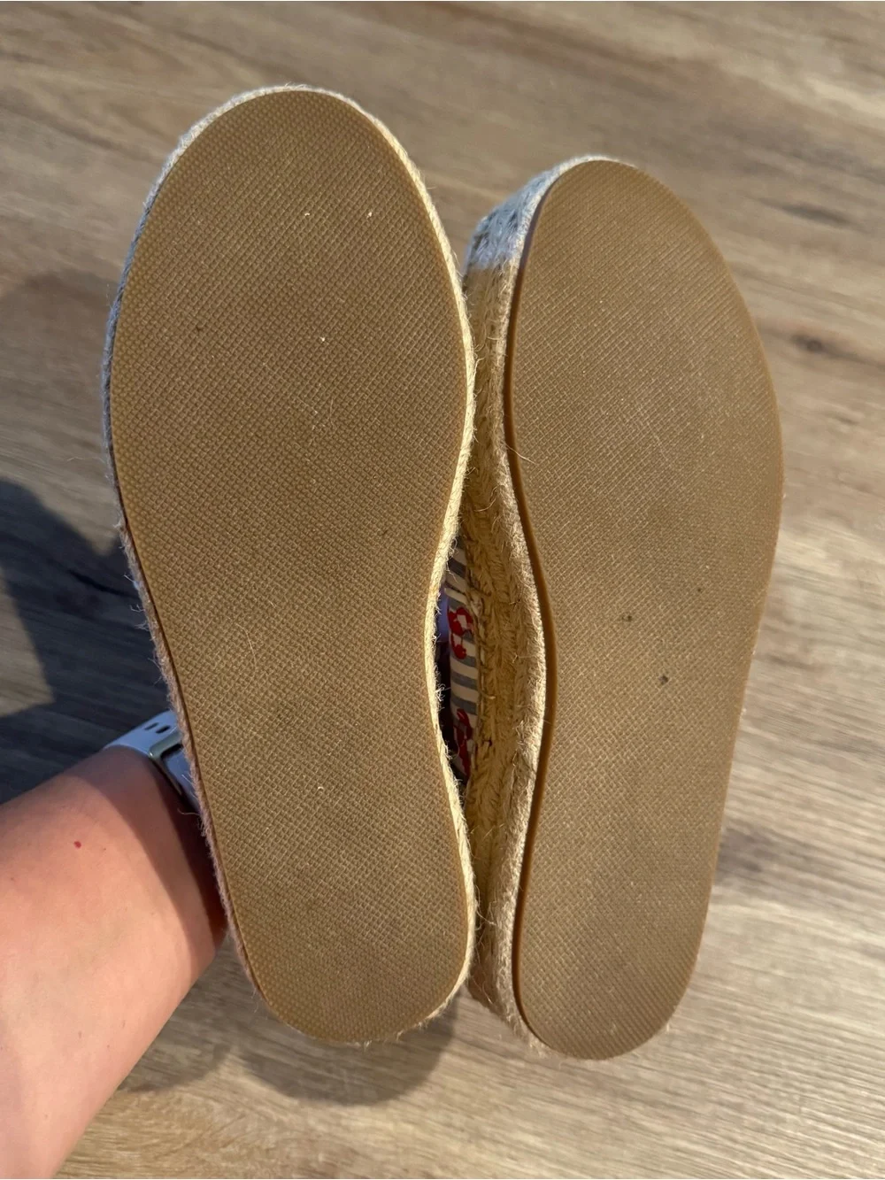 Talbots Blue and White Striped Slip-On Espadrilles with Embroidered Lobsters